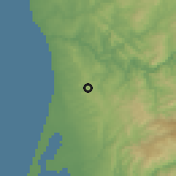 Shaded relief of the 53 km around Lourosa, drawn from the GMTED2010 grid