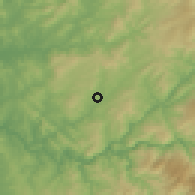 Shaded relief of the 53 km around Madalena, drawn from the GMTED2010 grid