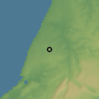 Shaded relief of the 53 km around Marinha Grande, drawn from the GMTED2010 grid