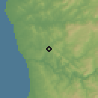 Shaded relief of the 53 km around Milheirós, drawn from the GMTED2010 grid