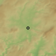 Shaded relief of the 53 km around Mirandela, drawn from the GMTED2010 grid
