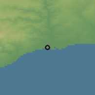 Shaded relief of the 54 km around Monte Gordo, drawn from the GMTED2010 grid