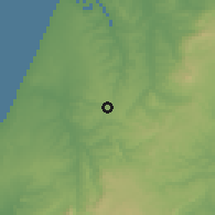 Shaded relief of the 53 km around Monte Redondo, drawn from the GMTED2010 grid