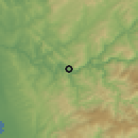 Shaded relief of the 53 km around Moreira, drawn from the GMTED2010 grid
