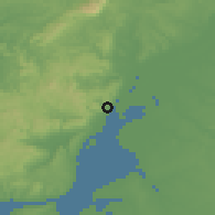 Shaded relief of the 54 km around Alhandra, drawn from the GMTED2010 grid