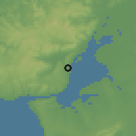 Shaded relief of the 54 km around Moscavide, drawn from the GMTED2010 grid