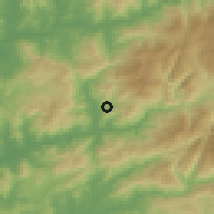 Shaded relief of the 53 km around Mozelos, drawn from the GMTED2010 grid