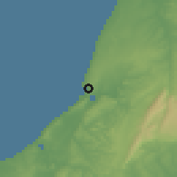 Shaded relief of the 53 km around Nazaré, drawn from the GMTED2010 grid