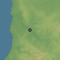 Shaded relief of the 54 km around Odemira, drawn from the GMTED2010 grid