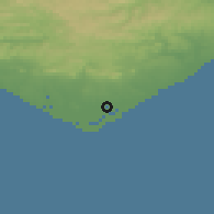 Shaded relief of the 54 km around Olhão, drawn from the GMTED2010 grid
