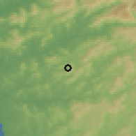Shaded relief of the 53 km around Oliveira, drawn from the GMTED2010 grid