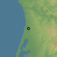 Shaded relief of the 53 km around Ovar, drawn from the GMTED2010 grid