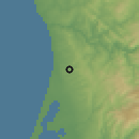Shaded relief of the 53 km around Paços de Brandão, drawn from the GMTED2010 grid