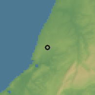 Shaded relief of the 53 km around Pataias, drawn from the GMTED2010 grid