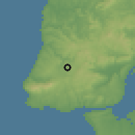 Shaded relief of the 54 km around Pêro Pinheiro, drawn from the GMTED2010 grid