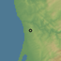 Shaded relief of the 53 km around Perozinho, drawn from the GMTED2010 grid