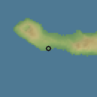 Shaded relief of the 54 km around Ponta Delgada, drawn from the GMTED2010 grid