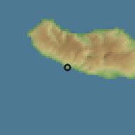 Shaded relief of the 56 km around Ponta do Sol, drawn from the GMTED2010 grid