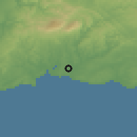 Shaded relief of the 54 km around Portimão, drawn from the GMTED2010 grid