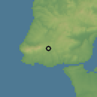 Shaded relief of the 54 km around Rio de Mouro, drawn from the GMTED2010 grid