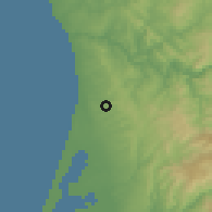 Shaded relief of the 53 km around Rio Meão, drawn from the GMTED2010 grid