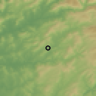 Shaded relief of the 53 km around Ronfe, drawn from the GMTED2010 grid