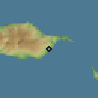 Shaded relief of the 56 km around Santa Cruz, drawn from the GMTED2010 grid