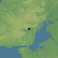 Shaded relief of the 54 km around Santo Antão do Tojal, drawn from the GMTED2010 grid
