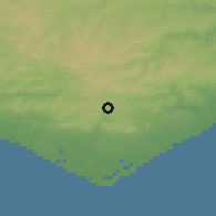 Shaded relief of the 54 km around São Brás de Alportel, drawn from the GMTED2010 grid