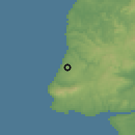 Shaded relief of the 54 km around São João Das Lampas, drawn from the GMTED2010 grid