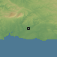 Shaded relief of the 54 km around Silves, drawn from the GMTED2010 grid