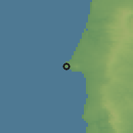 Shaded relief of the 54 km around Sines, drawn from the GMTED2010 grid