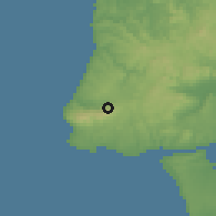 Shaded relief of the 54 km around Sintra, drawn from the GMTED2010 grid