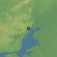 Shaded relief of the 54 km around Sobralinho, drawn from the GMTED2010 grid