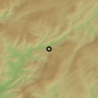 Shaded relief of the 53 km around Sobreira, drawn from the GMTED2010 grid