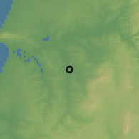 Shaded relief of the 53 km around Soure, drawn from the GMTED2010 grid