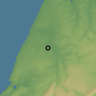 Shaded relief of the 53 km around Amor, drawn from the GMTED2010 grid