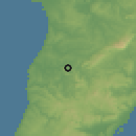 Shaded relief of the 54 km around Torres Vedras, drawn from the GMTED2010 grid