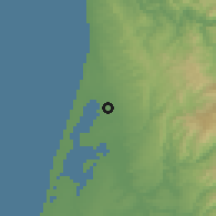 Shaded relief of the 53 km around Válega, drawn from the GMTED2010 grid