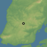 Shaded relief of the 54 km around Venda do Pinheiro, drawn from the GMTED2010 grid