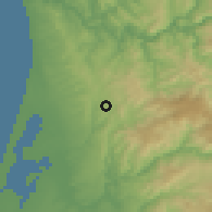 Shaded relief of the 53 km around Vila Chã, drawn from the GMTED2010 grid