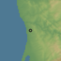 Shaded relief of the 53 km around Vila Nova da Telha, drawn from the GMTED2010 grid