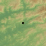 Shaded relief of the 53 km around Vila Verde, drawn from the GMTED2010 grid