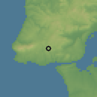 Shaded relief of the 54 km around Agualva-Cacém, drawn from the GMTED2010 grid