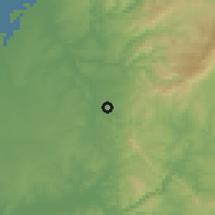Shaded relief of the 53 km around Arcos, drawn from the GMTED2010 grid