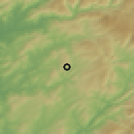 Shaded relief of the 53 km around Arões, drawn from the GMTED2010 grid