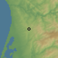 Shaded relief of the 53 km around Arrifana, drawn from the GMTED2010 grid