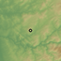 Shaded relief of the 53 km around Baltar, drawn from the GMTED2010 grid