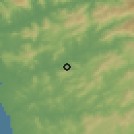 Shaded relief of the 53 km around Barcelos, drawn from the GMTED2010 grid