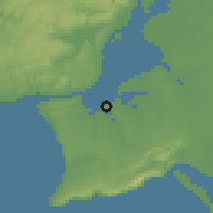Shaded relief of the 54 km around Barreiro, drawn from the GMTED2010 grid